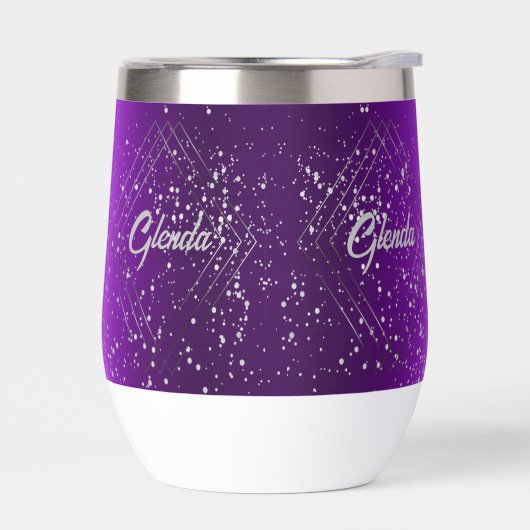 Modern Paarse geborsteld metaal met zilveren monog (Links)