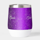 Modern Paarse geborsteld metaal met zilveren monog (Achterkant)