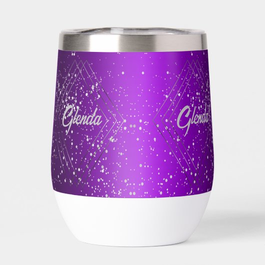 Modern Paarse geborsteld metaal met zilveren monog (Achterkant)