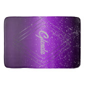 Modern Paarse geborsteld metaal met zilveren monog Badmat (Voorkant)