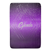 Modern Paarse geborsteld metaal met zilveren monog Badmat (Voorkant Verticaal)