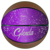 Modern Paarse geborsteld metaal met zilveren monog Basketbal (Voorkant)