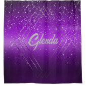 Modern Paarse geborsteld metaal met zilveren monog Douchegordijn (Voorkant)