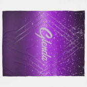 Modern Paarse geborsteld metaal met zilveren monog Fleece Deken (Voorkant (Horizontaal))