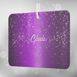 Modern Paarse geborsteld metaal met zilveren monog Luchtverfrisser