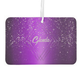 Modern Paarse geborsteld metaal met zilveren monog Luchtverfrisser (Achterkant)