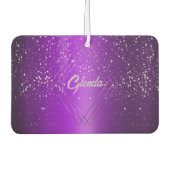 Modern Paarse geborsteld metaal met zilveren monog Luchtverfrisser (Voorkant)