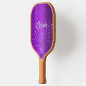 Modern Paarse geborsteld metaal met zilveren monog Pickleball Paddle (Links)