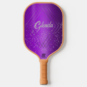 Modern Paarse geborsteld metaal met zilveren monog Pickleball Paddle (Voorkant)