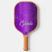 Modern Paarse geborsteld metaal met zilveren monog Pickleball Paddle (Achterkant)