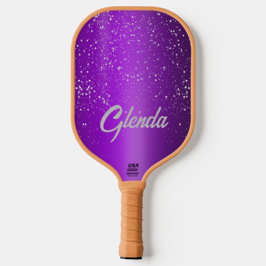 Modern Paarse geborsteld metaal met zilveren monog Pickleball Paddle (Achterkant)