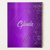 Modern Paarse geborsteld metaal met zilveren monog Planner (Achterkant)