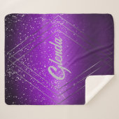 Modern Paarse geborsteld metaal met zilveren monog Sherpa Deken (Voorkant (horizontaal))