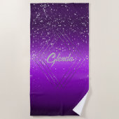 Modern Paarse geborsteld metaal met zilveren monog Strandlaken (Voorkant)