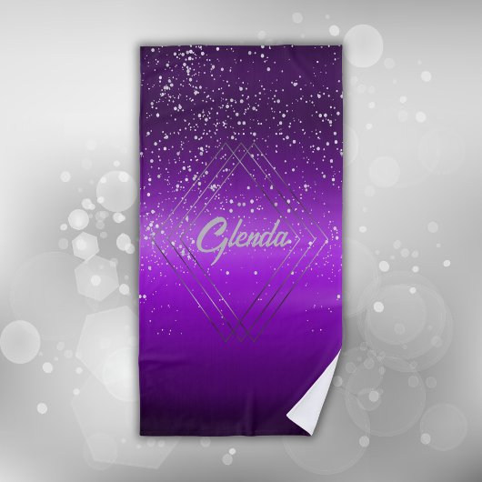 Modern Paarse geborsteld metaal met zilveren monog Strandlaken