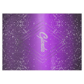 Modern Paarse geborsteld metaal met zilveren monog Tafelkleed (Voorkant (Horizontaal))