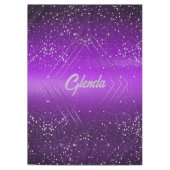 Modern Paarse geborsteld metaal met zilveren monog Tafelkleed (Voorkant)