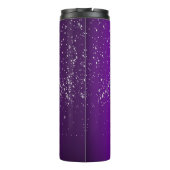 Modern Paarse geborsteld metaal met zilveren monog Thermosbeker (Achterkant)