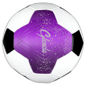 Modern Paarse geborsteld metaal met zilveren monog Voetbal (Gedraaid)