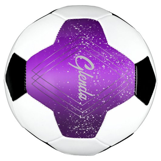 Modern Paarse geborsteld metaal met zilveren monog Voetbal (Gedraaid)
