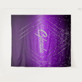 Modern Paarse geborsteld metaal met zilveren monog Wandkleed (Voorkant (horizontaal))