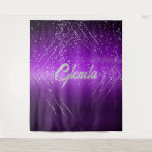 Modern Paarse geborsteld metaal met zilveren monog Wandkleed (Voorkant)