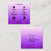 Modern Paarse glitter Jewelry Care Vierkante Visitekaartje (Voorkant / Achterkant)