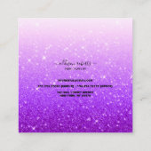 Modern Paarse glitter Jewelry Care Vierkante Visitekaartje (Achterkant)
