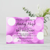 Modern Paarse glitter Lights Bat Mitzvah Kaart (Staand voorkant)