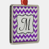 Modern Paarse Glitter Monogram Initiaal Ornament (Rechts)