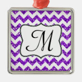 Modern Paarse Glitter Monogram Initiaal Ornament (Voorkant)