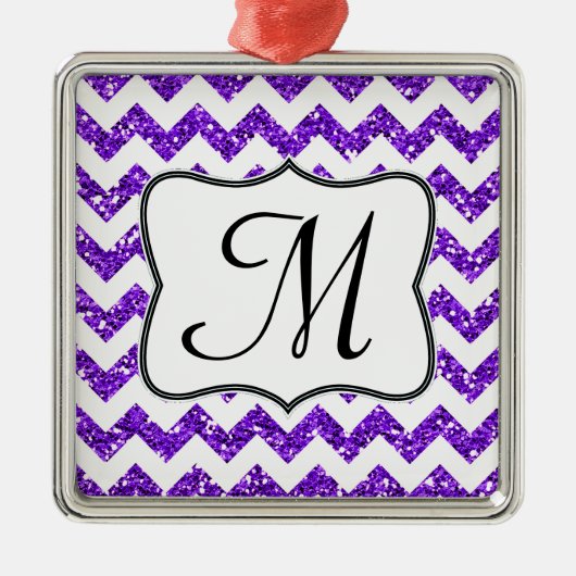 Modern Paarse Glitter Monogram Initiaal Ornament (Voorkant)