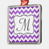 Modern Paarse Glitter Monogram Initiaal Ornament (Links)