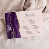 Modern Paarse Gold Agate Blush Wedding Details Informatiekaartje