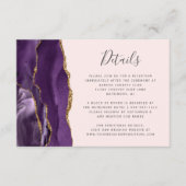 Modern Paarse Gold Agate Blush Wedding Details Informatiekaartje (Voorkant)