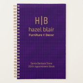 Modern Paarse gouden monogram Logo vierkantjes pat Planner (Voorkant)