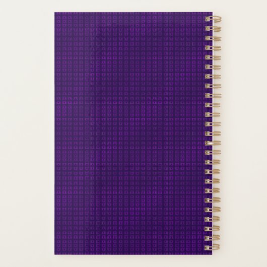 Modern Paarse gouden monogram Logo vierkantjes pat Planner (Achterkant)