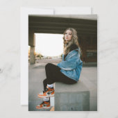 Modern Paarse Green Back Foto Graduparty Kaart (Achterkant)