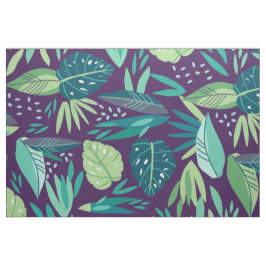 Modern paarse & Groene Botanische Loofspatroon Stof