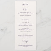 Modern Paarse handgeschreven script Elegant Weddin Menu (Voorkant)