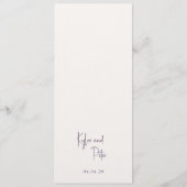 Modern Paarse handgeschreven script Elegant Weddin Menu (Achterkant)