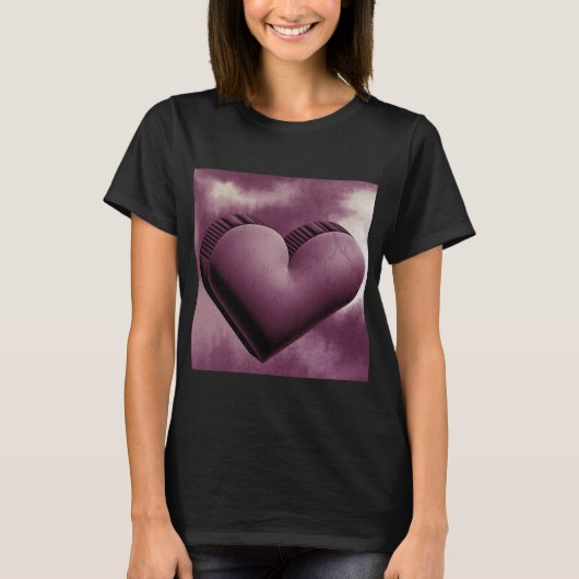 Modern Paarse Hart Waterverf Valentijnsdag Gift T-shirt (Voorkant)