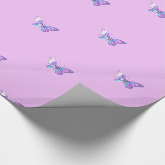 Modern Paarse holografische vlinderwikkelpapier Cadeaupapier (Hoek)