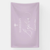 Modern Paarse Kruis Meisje Doop Achtergrond Banner (Verticaal)