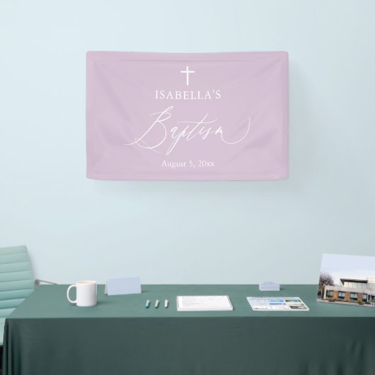 Modern Paarse Kruis Meisje Doop Achtergrond Banner (Beurs)