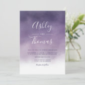 Modern paarse lavender waterverf script bruiloft kaart (Staand voorkant)