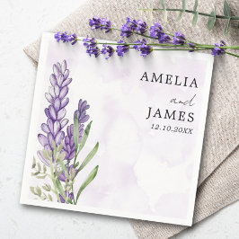Modern Paarse lavender Waterverf Wedding Servet