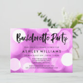Modern Paarse Lights Bachelorette Party Invitation Kaart (Staand voorkant)