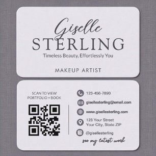 Modern Paarse Lila QR Code Script Elegant Visitekaartje