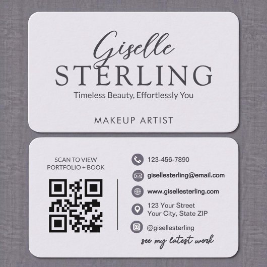 Modern Paarse Lila QR Code Script Elegant Visitekaartje